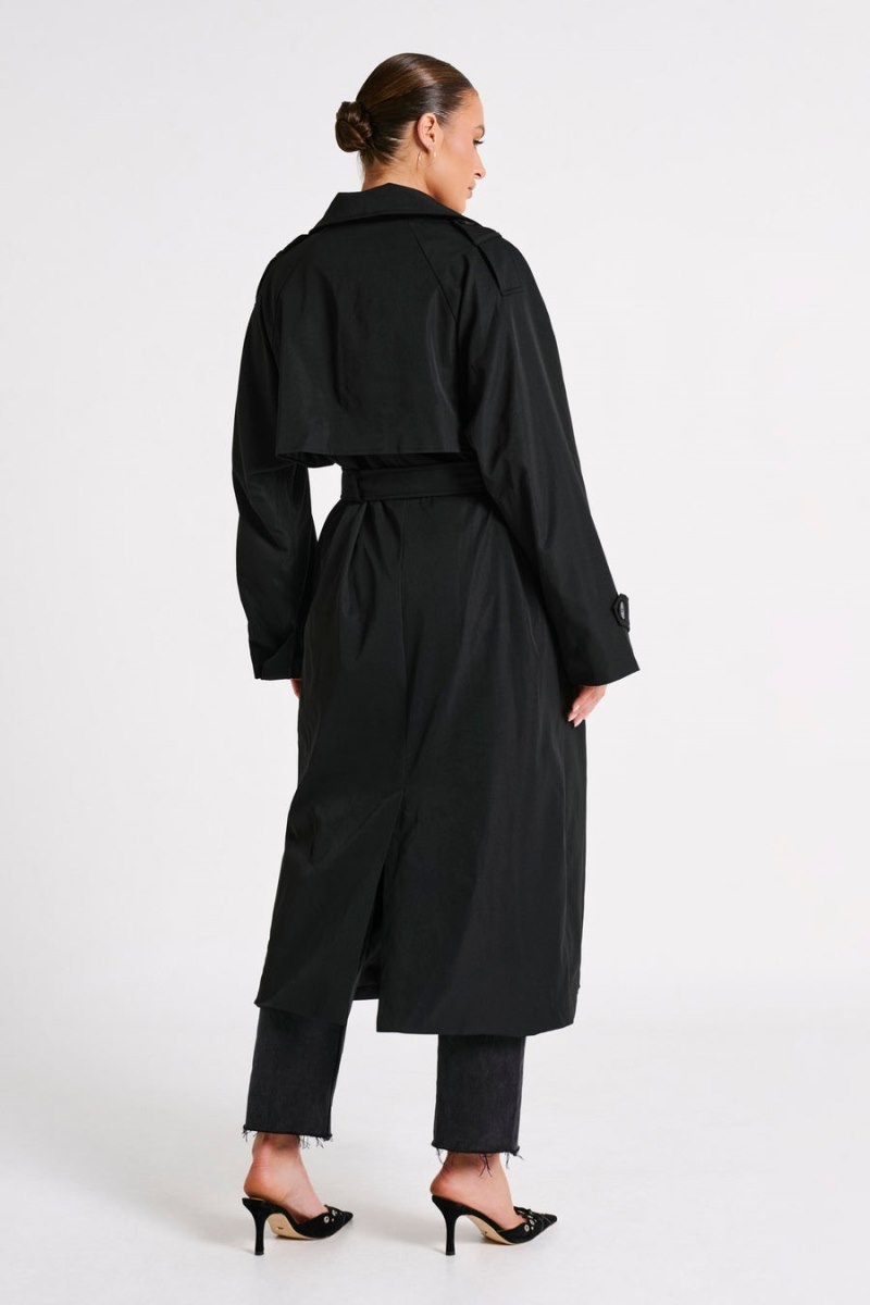 Women's Meshki Andreas Oversized Trench Coat Black Australia | R4E-8892