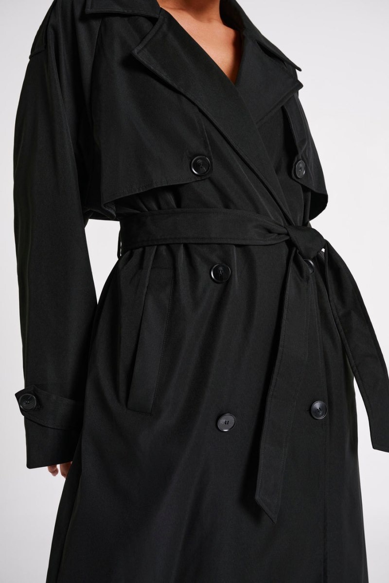 Women's Meshki Andreas Oversized Trench Coat Black Australia | R4E-8892