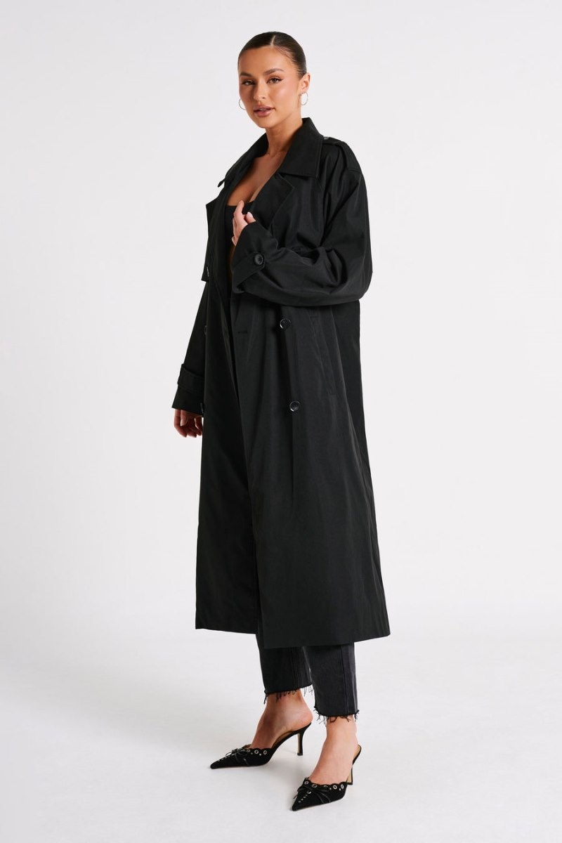 Women's Meshki Andreas Oversized Trench Coat Black Australia | R4E-8892