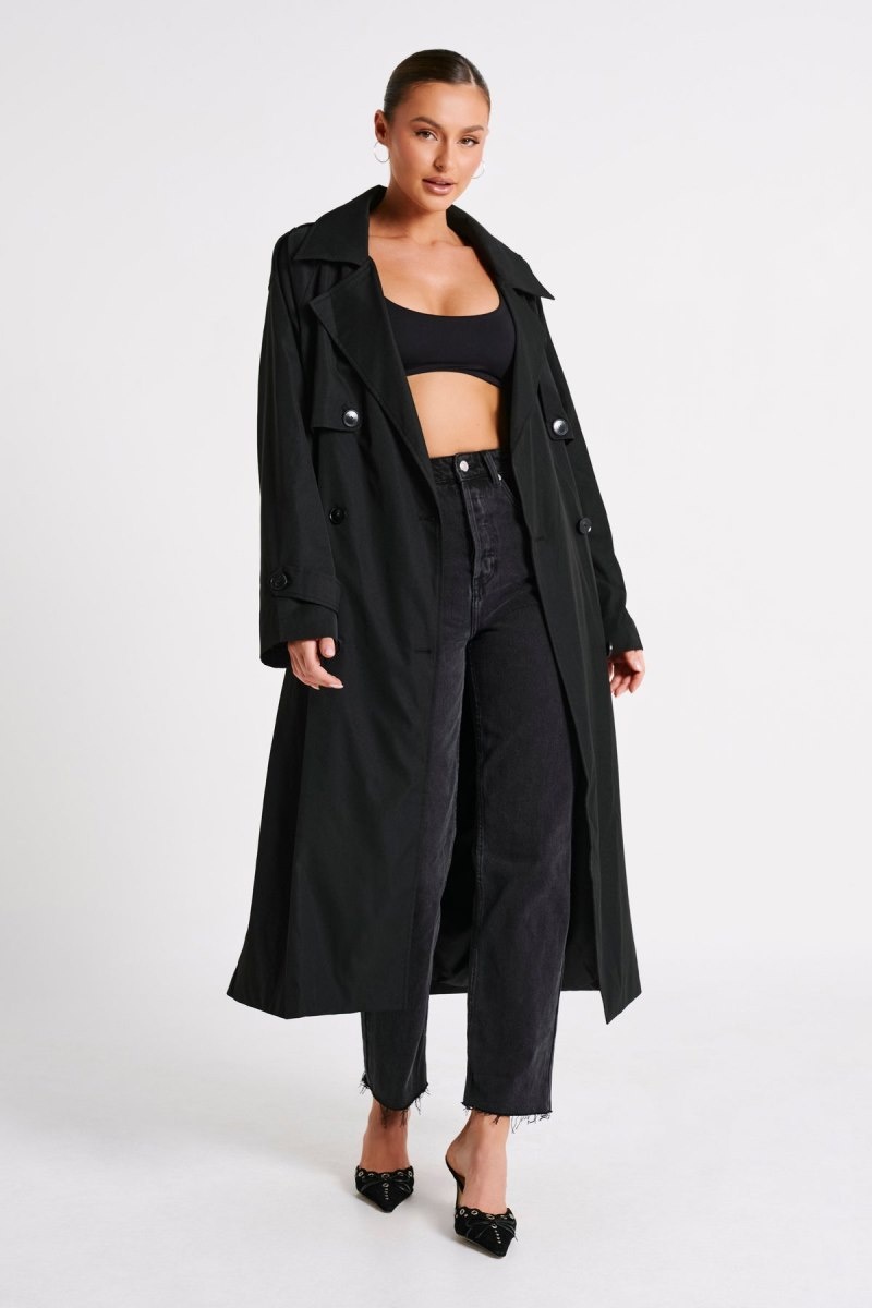 Women\'s Meshki Andreas Oversized Trench Coat Black Australia | R4E-8892