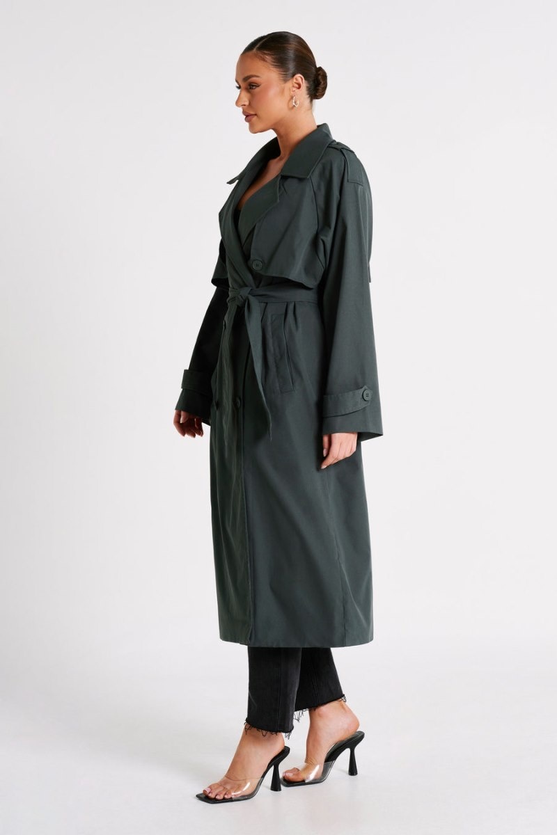 Women's Meshki Andreas Oversized Trench Coat Deep Grey Australia | D1Q-2516