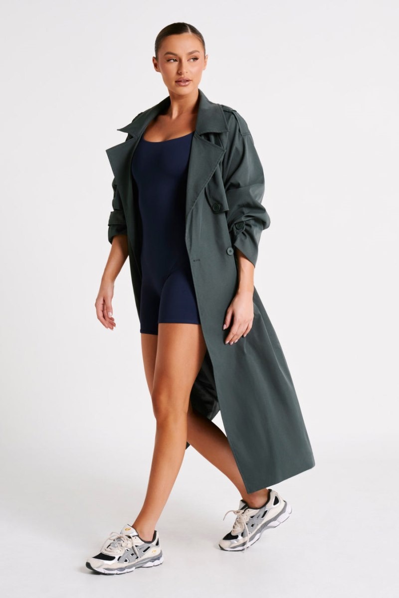 Women's Meshki Andreas Oversized Trench Coat Deep Grey Australia | D1Q-2516