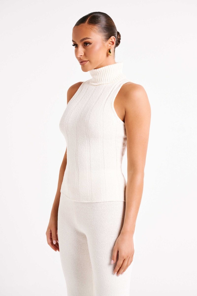 Women's Meshki Angelina Ribbed Turtleneck Jumper White Australia | V5B-8986