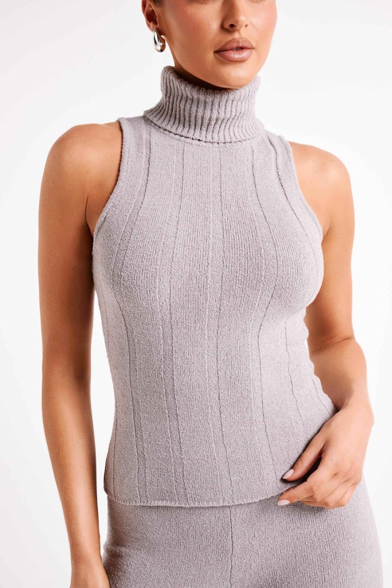 Women's Meshki Angelina Ribbed Turtleneck Jumper Grey Australia | L8F-3510