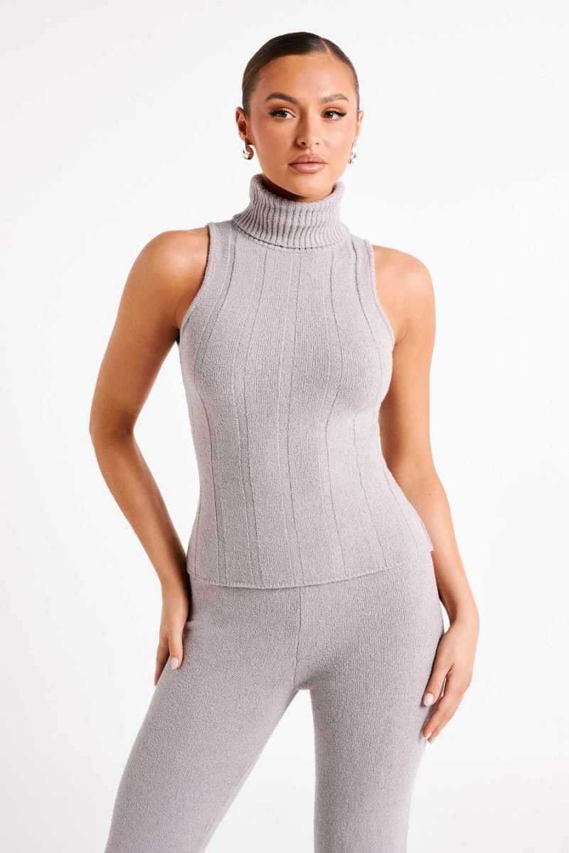 Women's Meshki Angelina Ribbed Turtleneck Jumper Grey Australia | L8F-3510