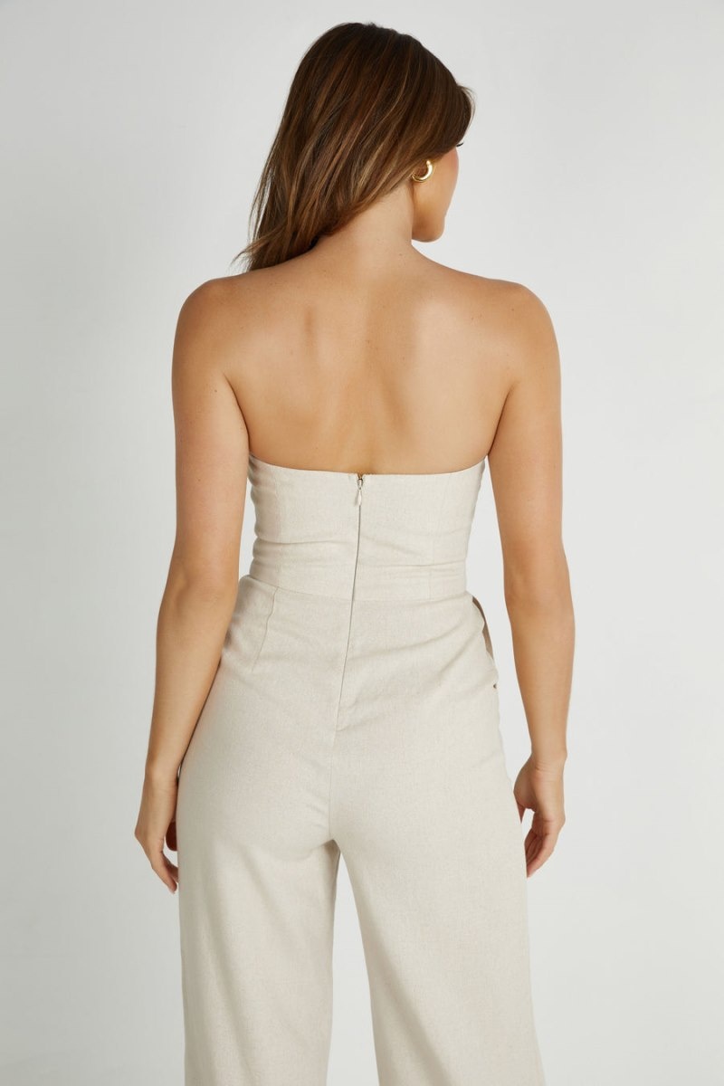 Women's Meshki Anita Strapless Linen Jumpsuit White Australia | R7W-6742