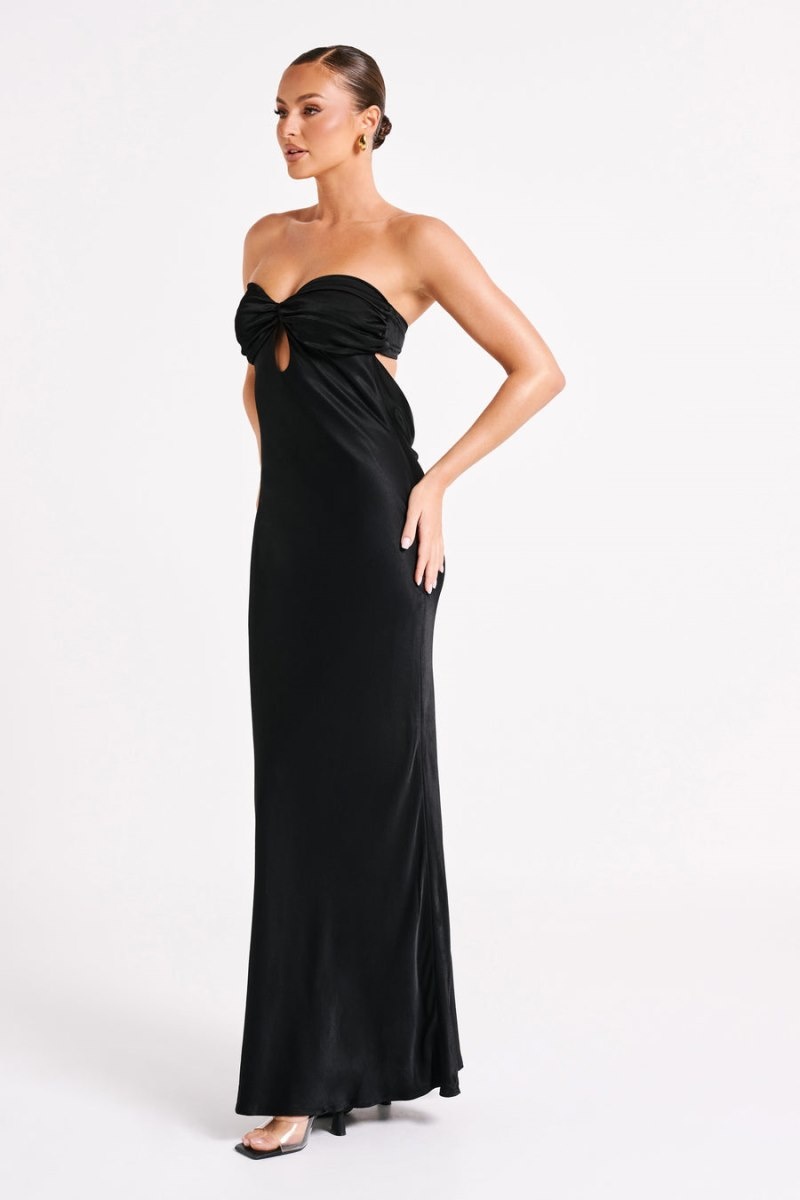 Women's Meshki Antonella Strapless Keyhole Maxi Dress Black Australia | P6D-0167