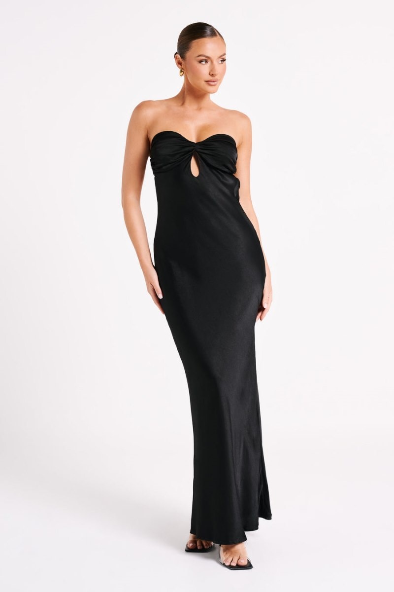 Women's Meshki Antonella Strapless Keyhole Maxi Dress Black Australia | P6D-0167