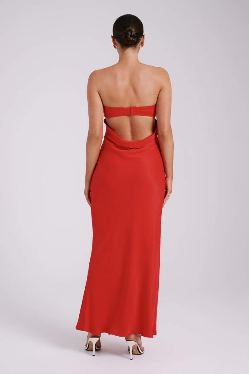 Women's Meshki Antonella Strapless Keyhole Maxi Dress Red Australia | K2I-0487