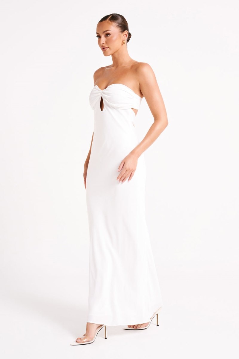 Women's Meshki Antonella Strapless Keyhole Maxi Dress White Australia | W4C-8583