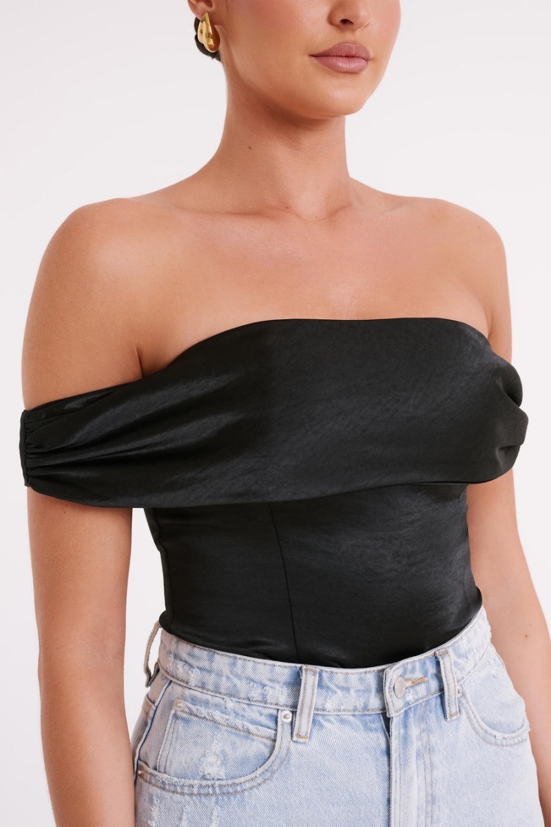 Women's Meshki Anysa Satin Strapless Tops Black Australia | V2W-3507