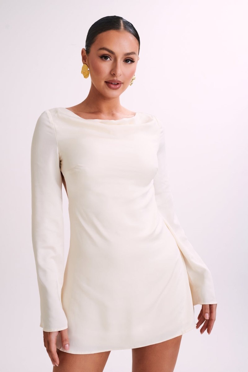 Women's Meshki Ariana Satin Cowl Mini Dress White Australia | M8V-2718