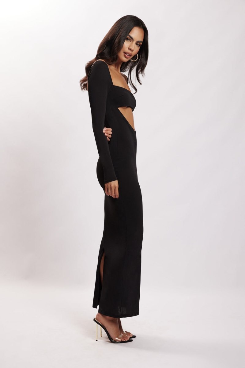 Women's Meshki Ashleigh Cut Out Bandeau Maxi Dress Black Australia | N0V-4104