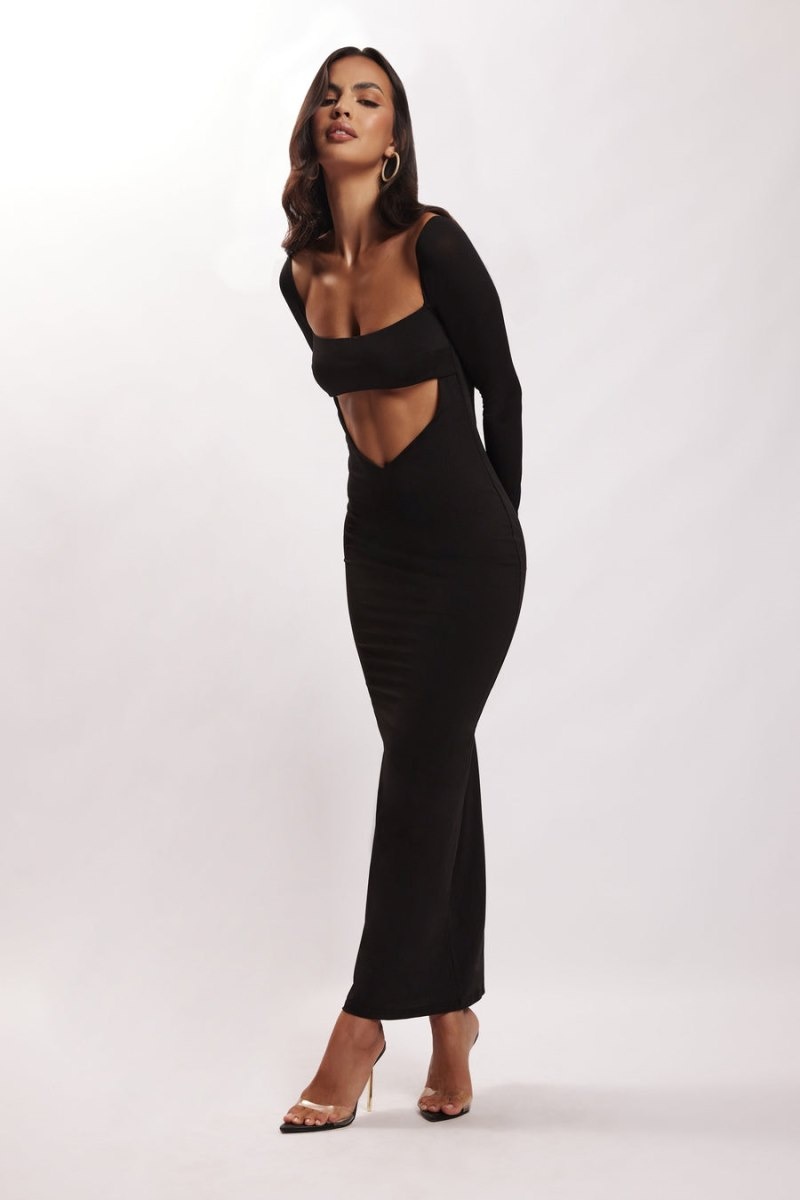 Women's Meshki Ashleigh Cut Out Bandeau Maxi Dress Black Australia | N0V-4104