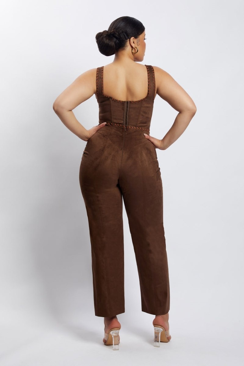 Women's Meshki Audrey Suede Wideleg Pants Chocolate Australia | Z7P-9246