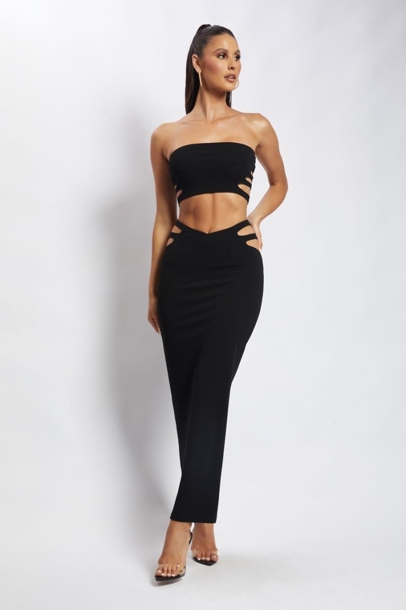 Women's Meshki Audrina Cut Out Bandeau Tops Black Australia | K8F-5772