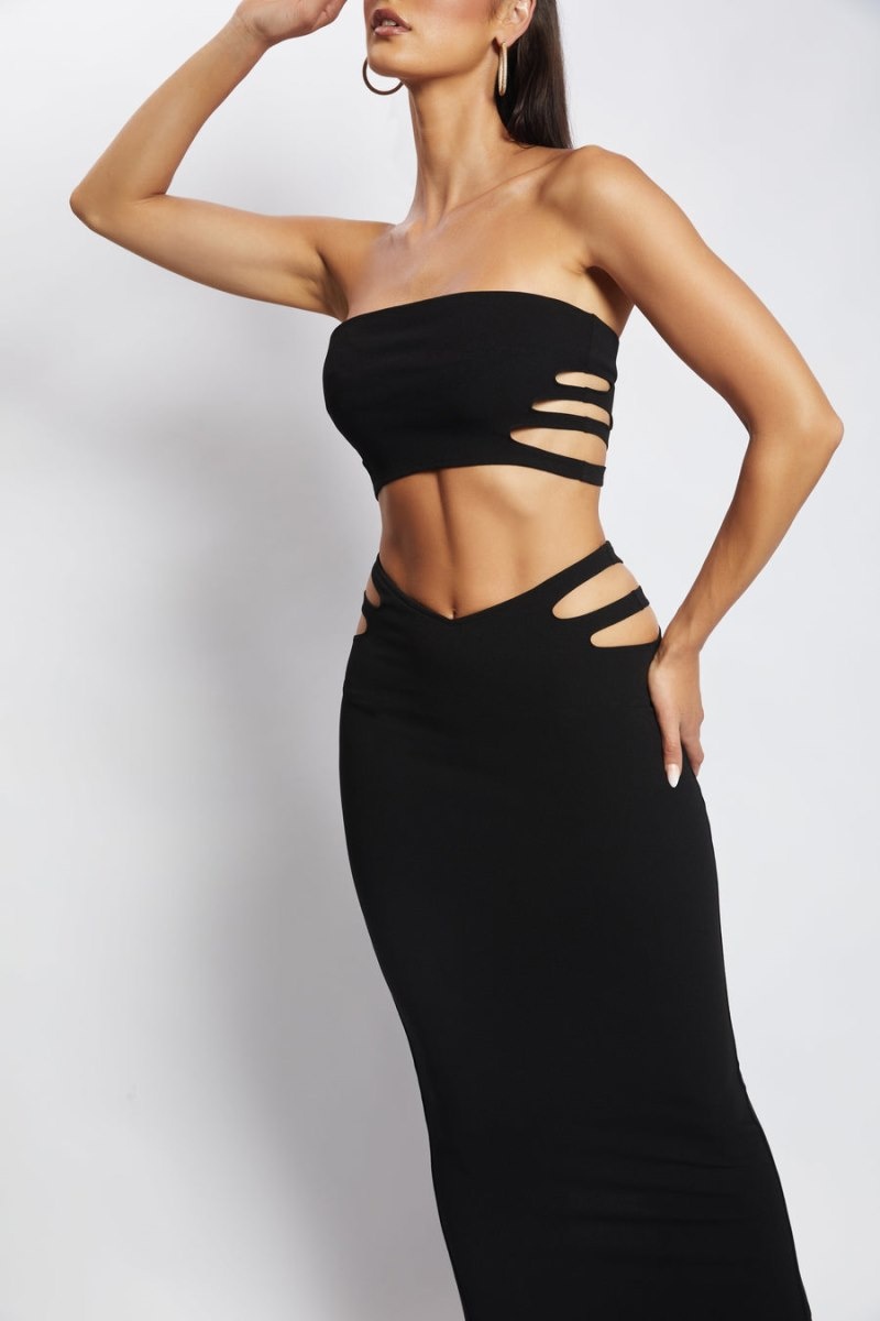 Women's Meshki Audrina Cut Out Bandeau Tops Black Australia | K8F-5772