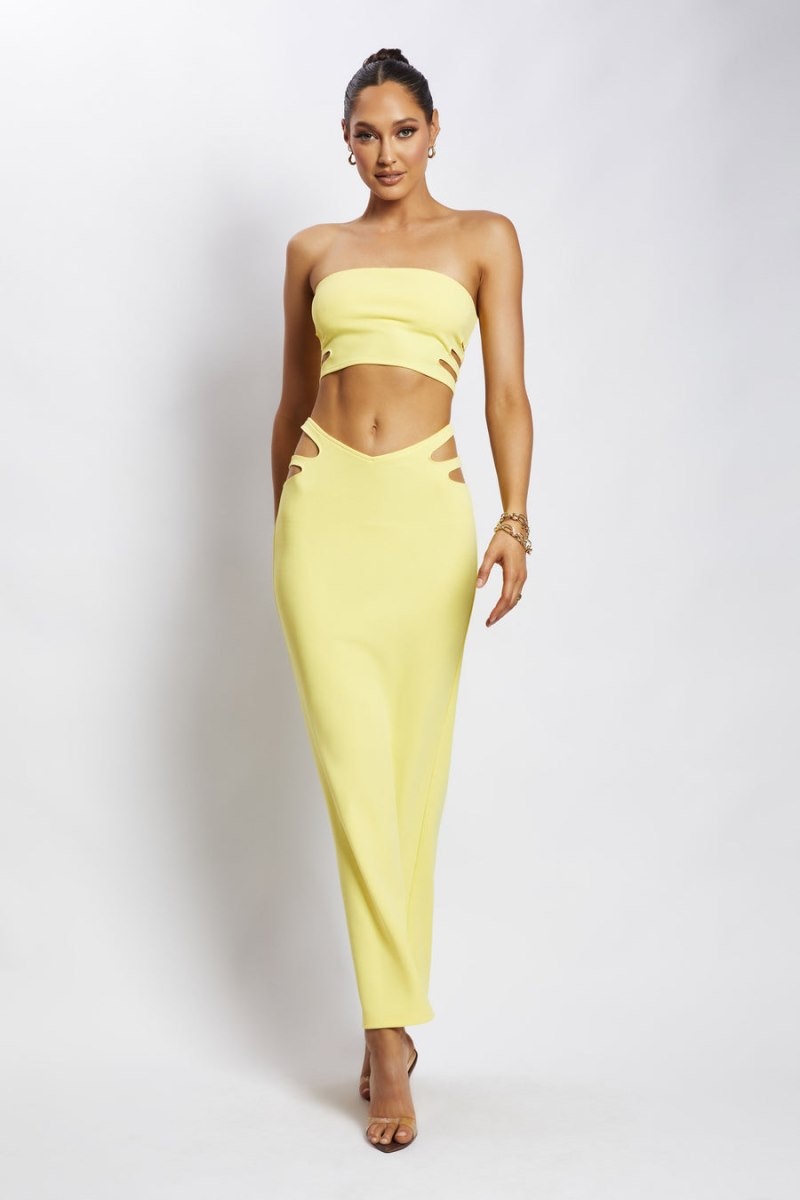 Women's Meshki Audrina Cut Out Bandeau Tops Yellow Australia | M2D-2835