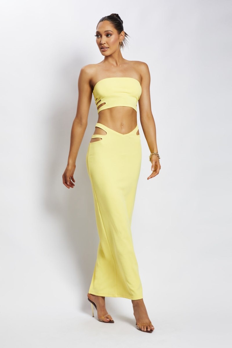 Women's Meshki Audrina Cut Out Bandeau Tops Yellow Australia | M2D-2835