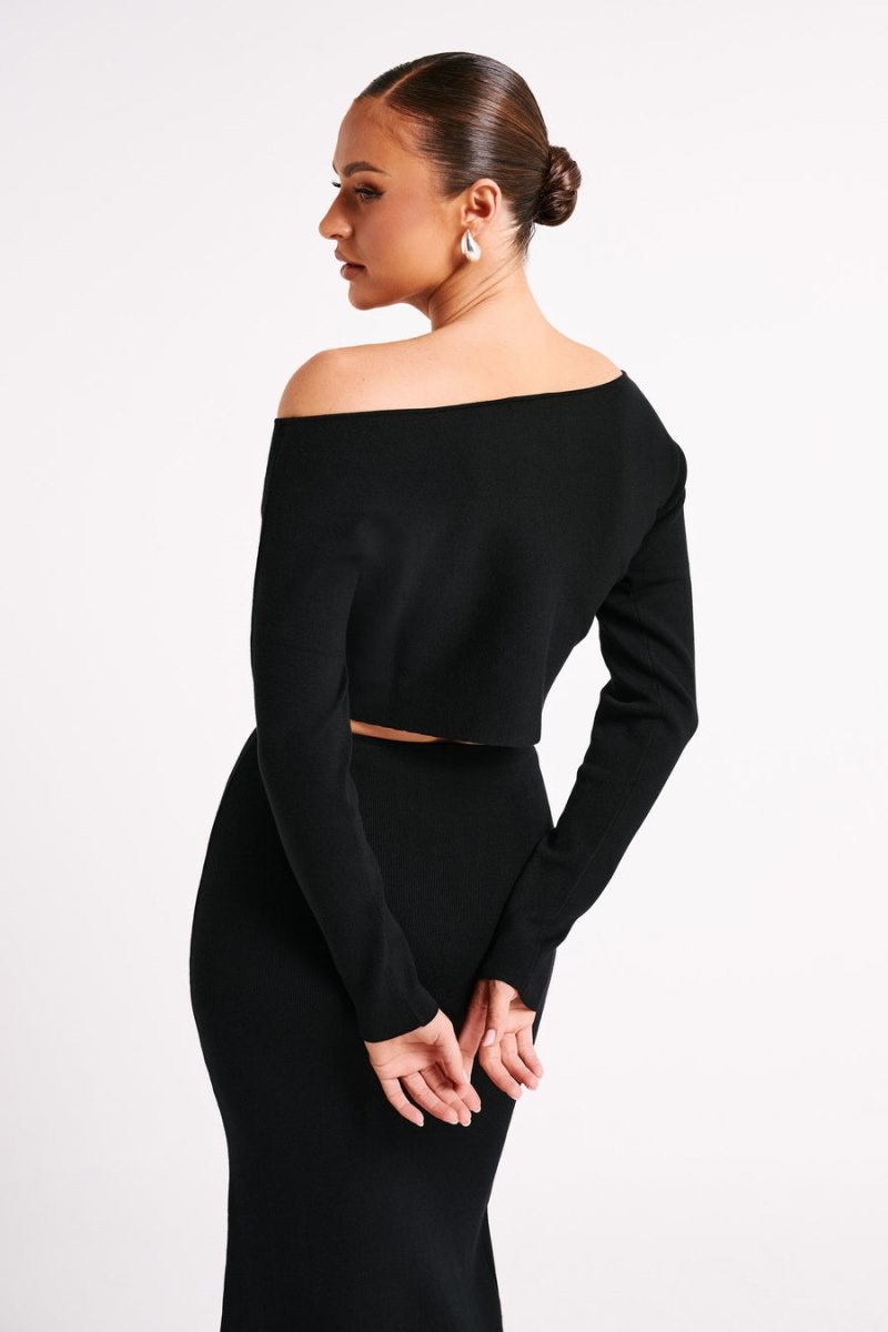 Women's Meshki Avani Oversized One Shoulder Jumper Black Australia | L3B-6933