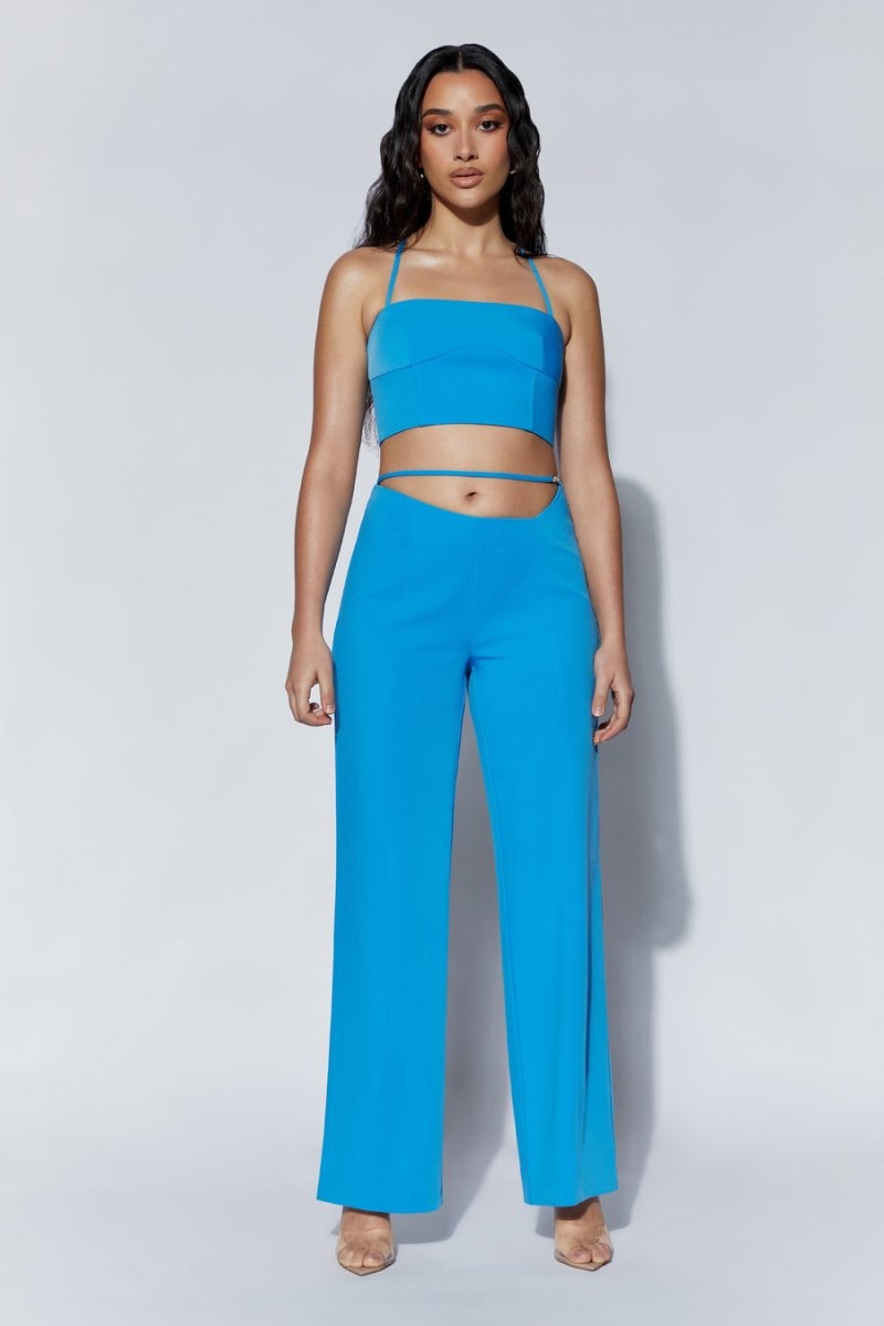 Women's Meshki Bahar Mid Rise Wide Leg Strap Pants Blue Australia | R7G-4730