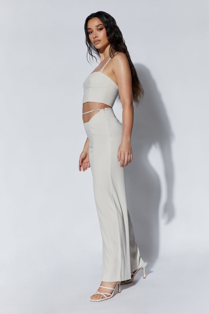 Women's Meshki Bahar Mid Rise Wide Leg Strap Pants White Australia | O1L-9851