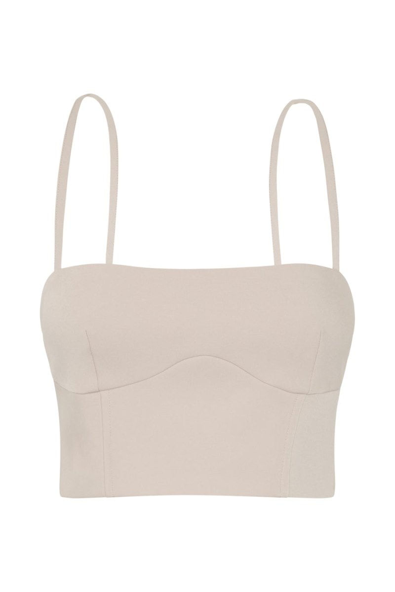 Women's Meshki Bahar Seam Line Crop Tops White Australia | F5Y-0209