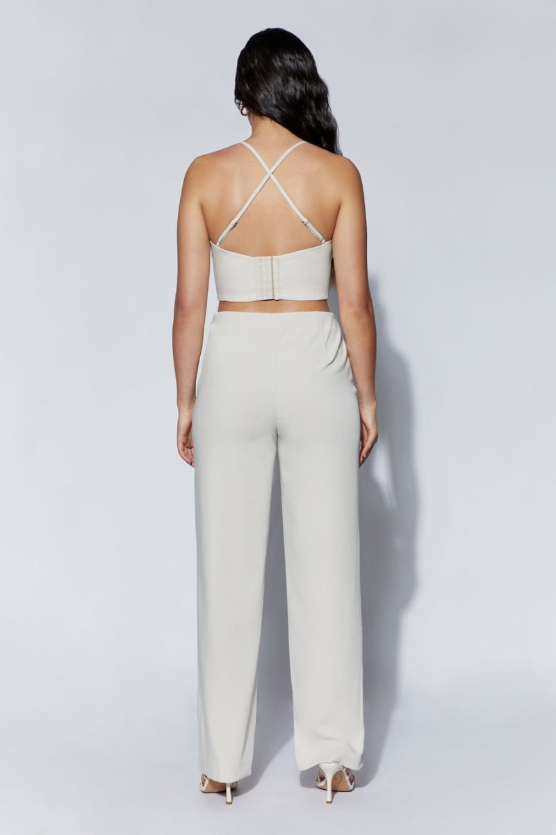 Women's Meshki Bahar Seam Line Crop Tops White Australia | F5Y-0209