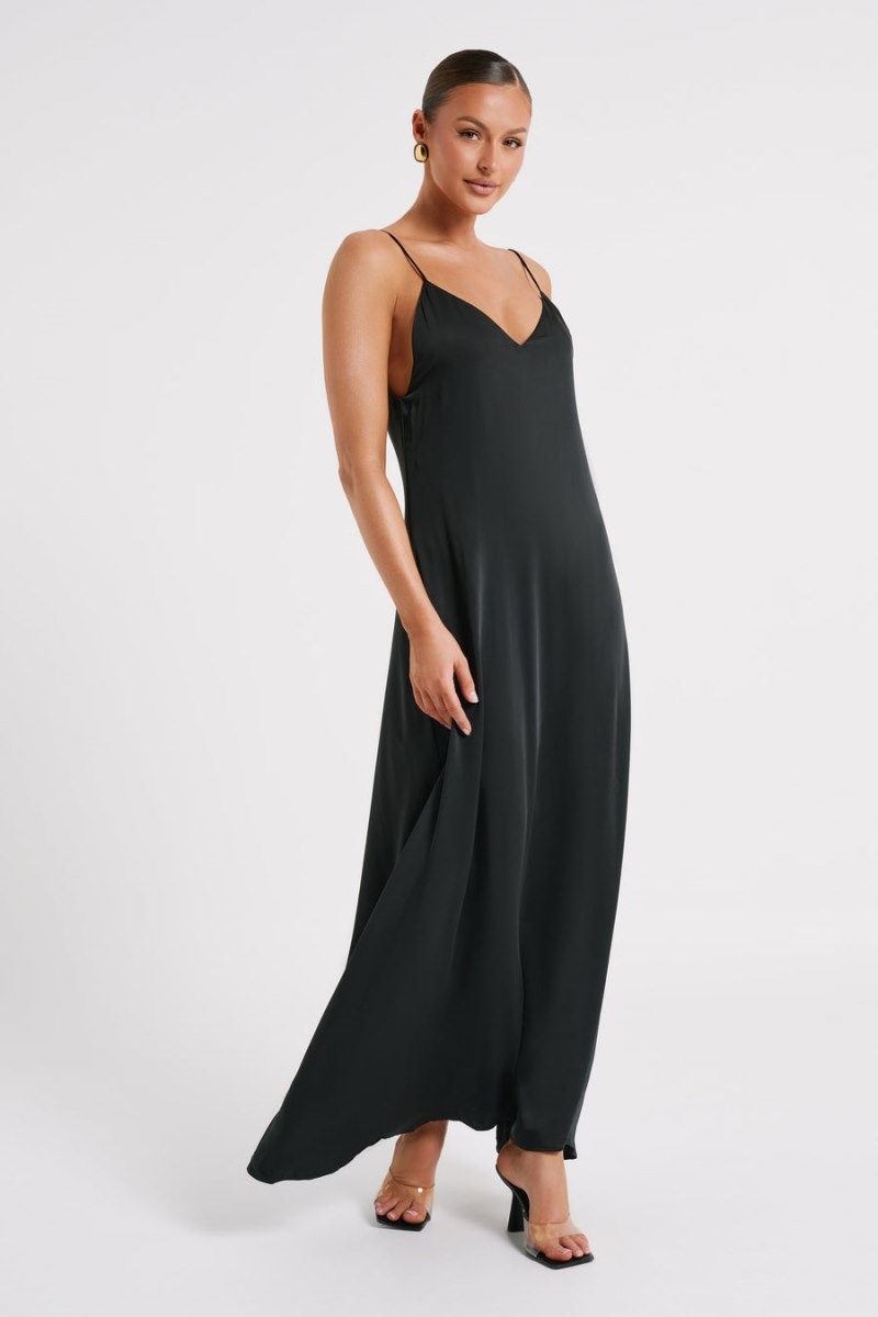 Women's Meshki Beatrice Flowy Maxi Dress Black Australia | K8Z-4723