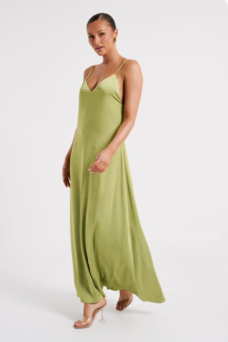 Women's Meshki Beatrice Flowy Maxi Dress Green Australia | C6F-4239