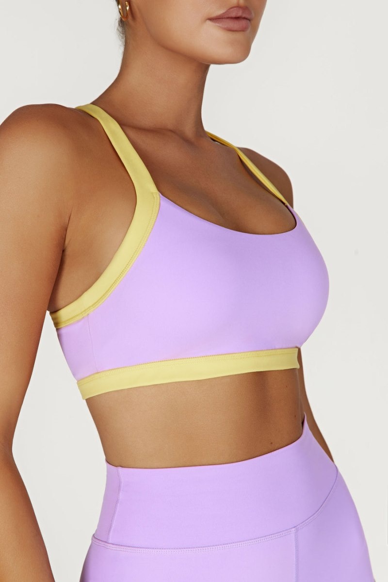 Women's Meshki Becca Two Tone Cropped Sports Bras Purple / Yellow Australia | P5F-9880