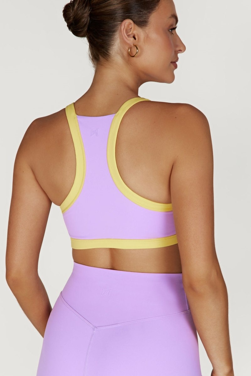 Women's Meshki Becca Two Tone Cropped Sports Bras Purple / Yellow Australia | P5F-9880