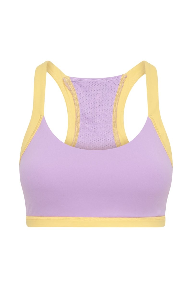 Women's Meshki Becca Two Tone Cropped Sports Bras Purple / Yellow Australia | P5F-9880