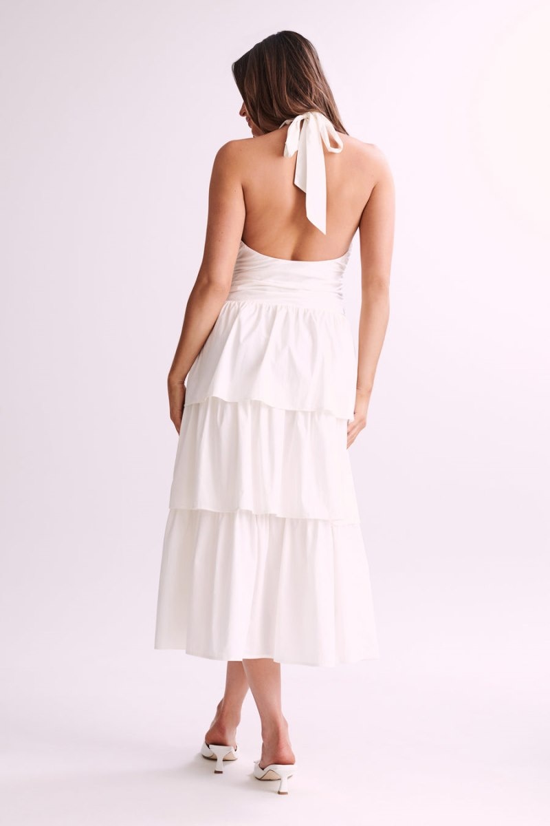 Women's Meshki Belinda Tiered Maxi Dress White Australia | H1L-6484