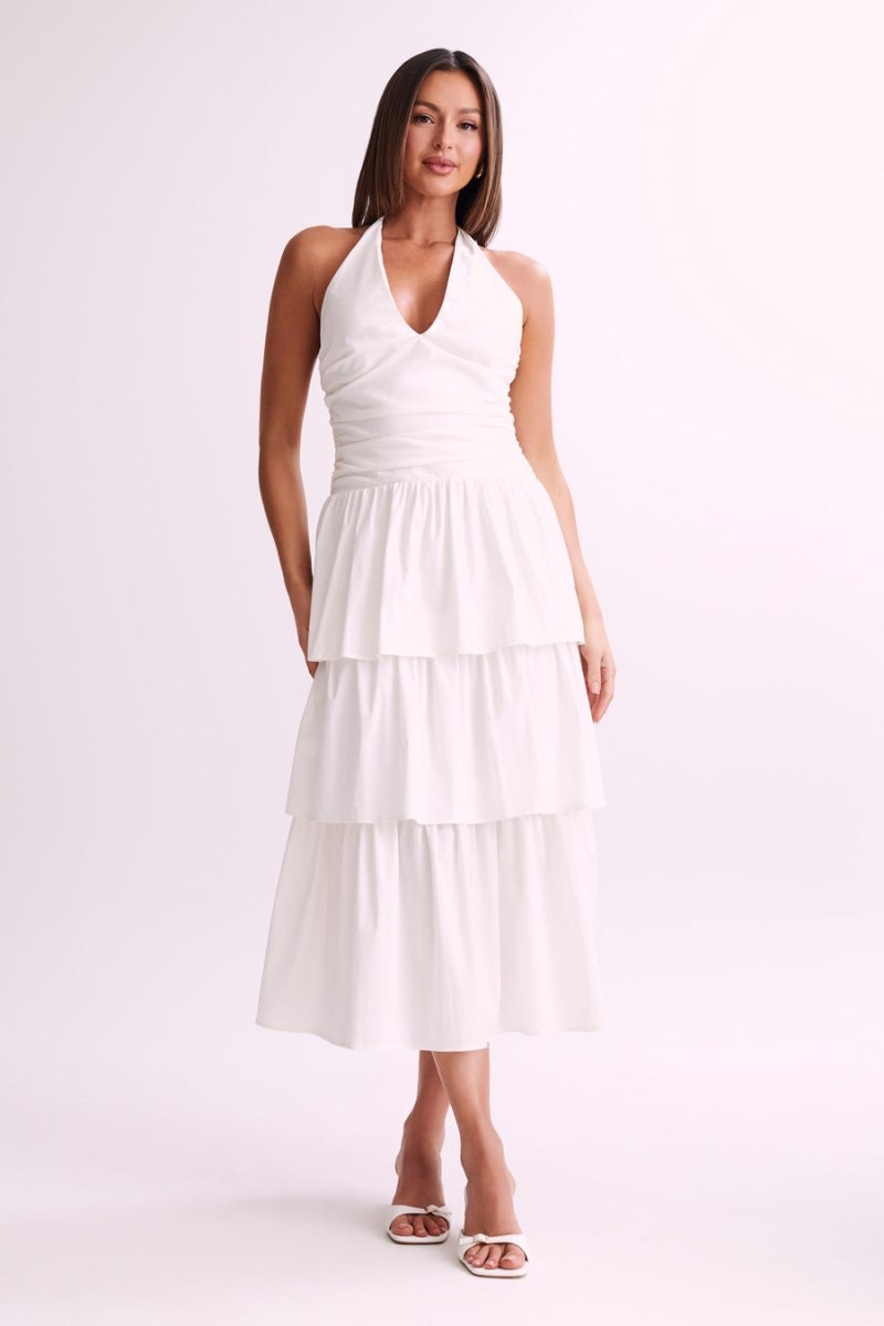 Women's Meshki Belinda Tiered Maxi Dress White Australia | H1L-6484