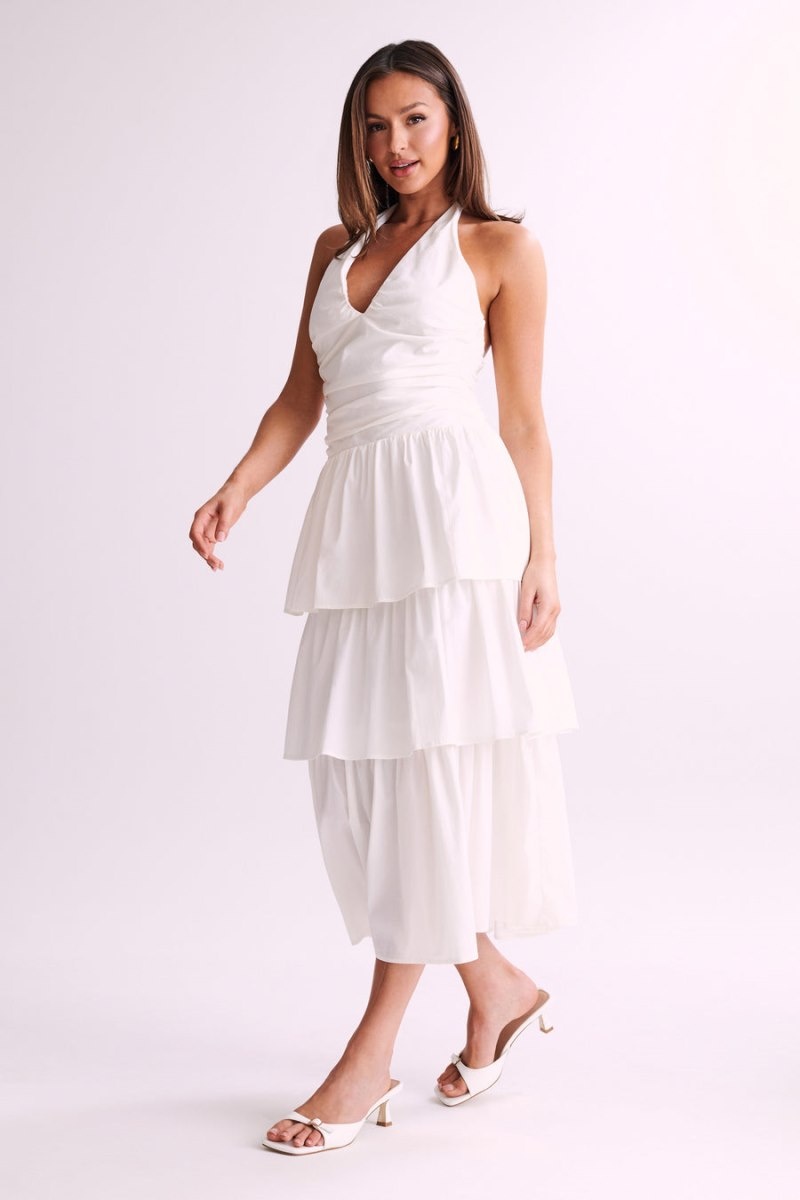 Women's Meshki Belinda Tiered Maxi Dress White Australia | H1L-6484