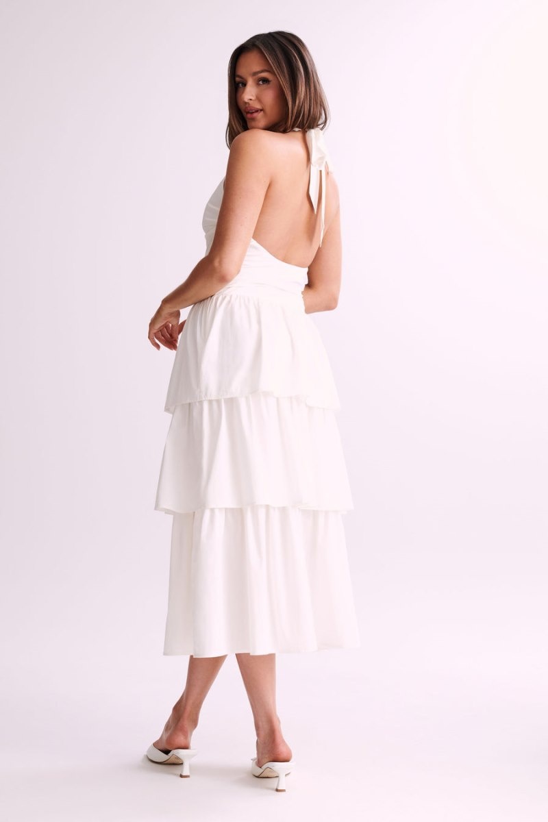 Women's Meshki Belinda Tiered Maxi Dress White Australia | H1L-6484