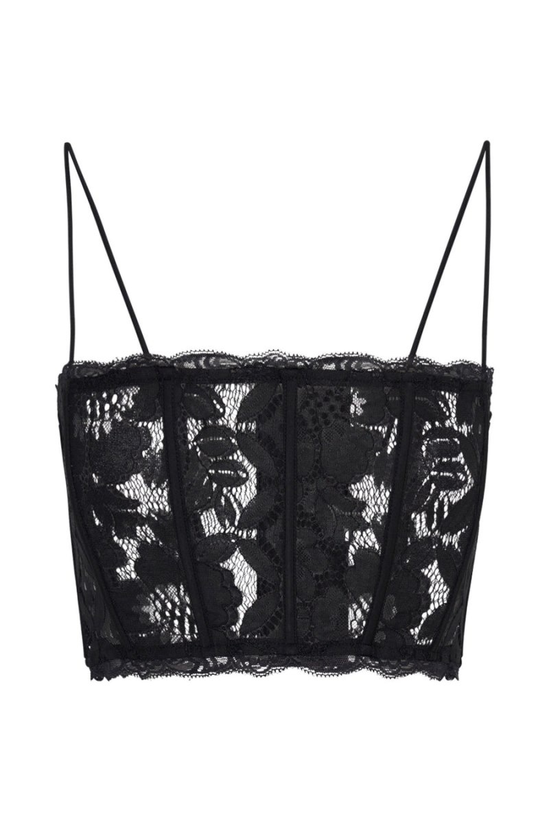 Women's Meshki Bellamy Scallop Lace Bodice Corset Black Australia | L5G-6092