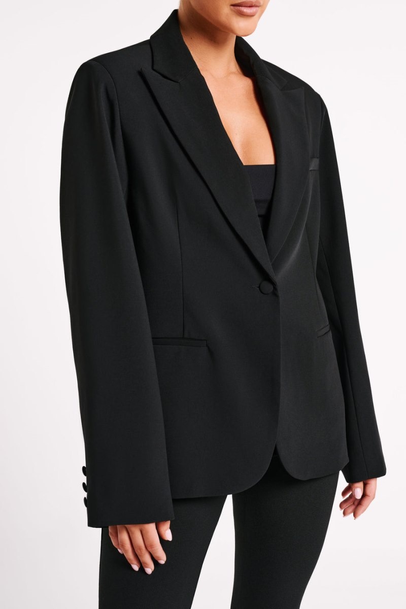 Women's Meshki Bexley Oversized Shoulder Pads Blazers Black Australia | D6P-1968