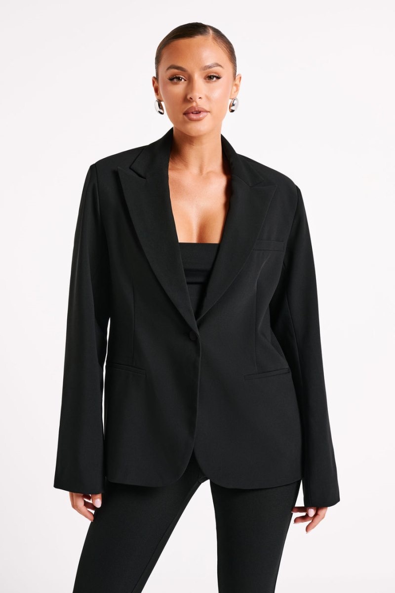 Women's Meshki Bexley Oversized Shoulder Pads Blazers Black Australia | D6P-1968