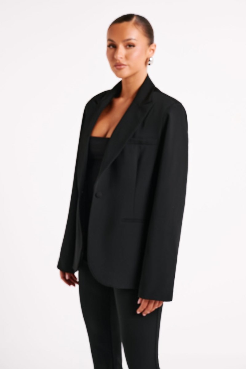 Women's Meshki Bexley Oversized Shoulder Pads Blazers Black Australia | D6P-1968