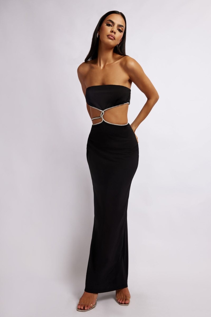 Women's Meshki Billie Strapless Maxi Dress Black Australia | L5Z-9863