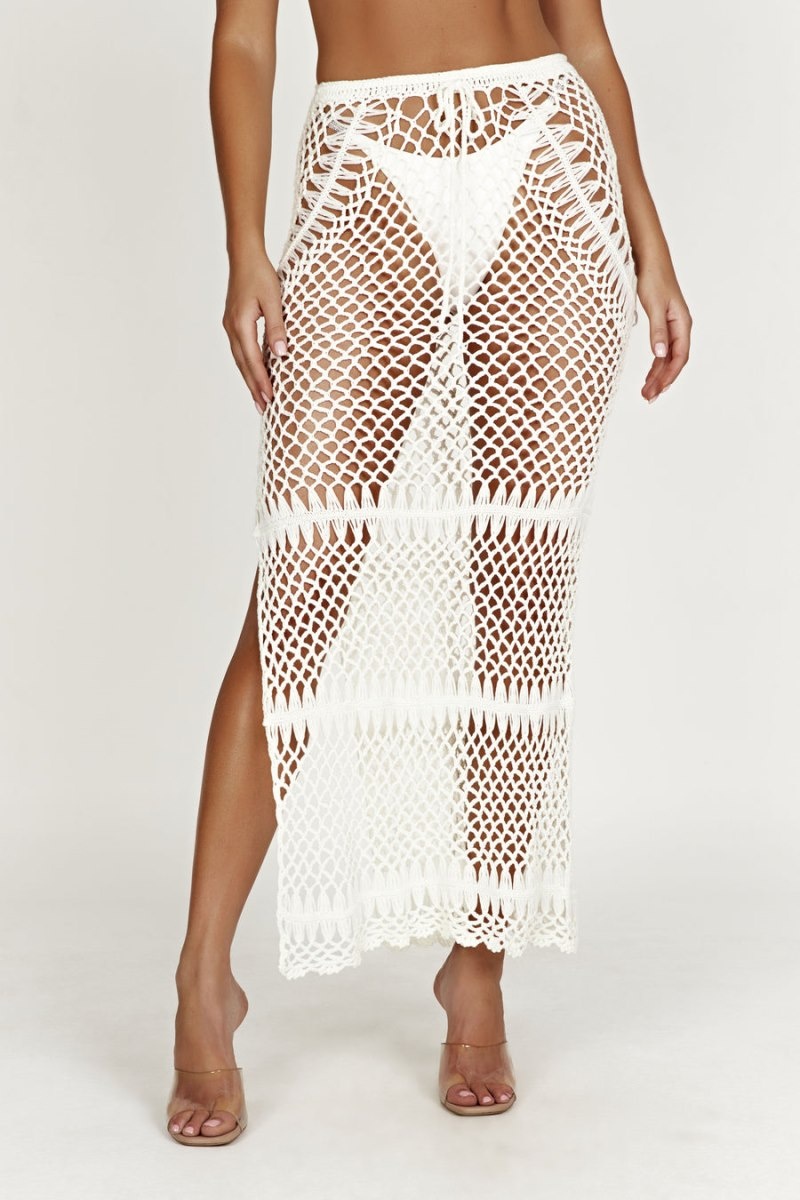 Women's Meshki Bonnie Crochet Maxi Skirts White Australia | H2B-3779