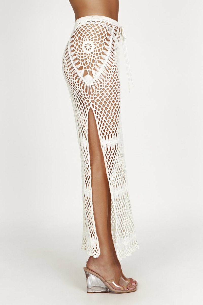 Women's Meshki Bonnie Crochet Maxi Skirts White Australia | H2B-3779