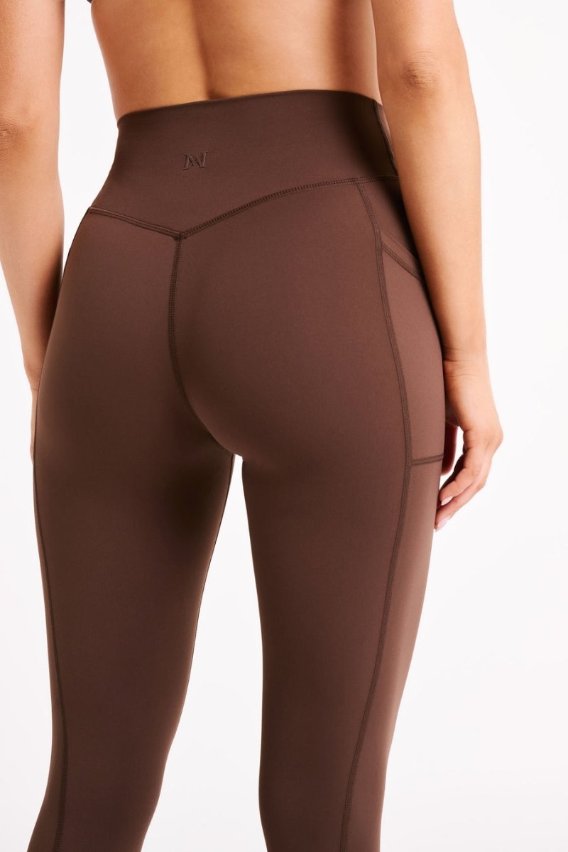 Women's Meshki Briar V Back Pockets Leggings Dark Chocolate Australia | X5K-7411