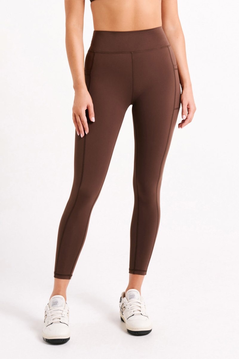 Women's Meshki Briar V Back Pockets Leggings Dark Chocolate Australia | X5K-7411