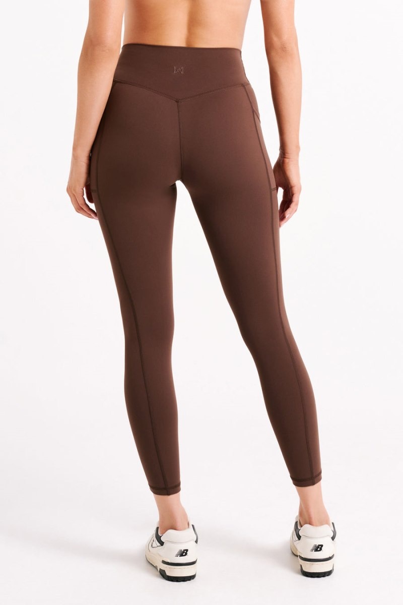 Women's Meshki Briar V Back Pockets Leggings Dark Chocolate Australia | X5K-7411