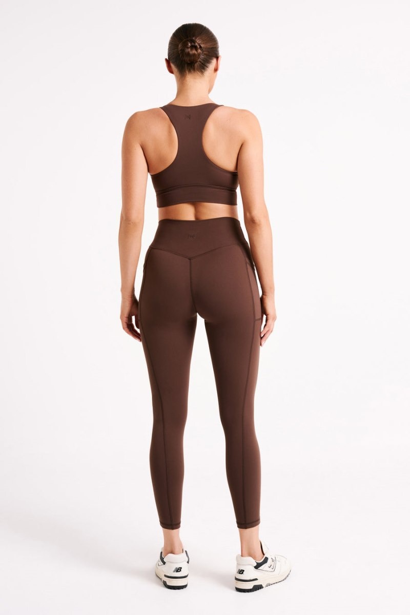 Women's Meshki Briar V Back Pockets Leggings Dark Chocolate Australia | X5K-7411