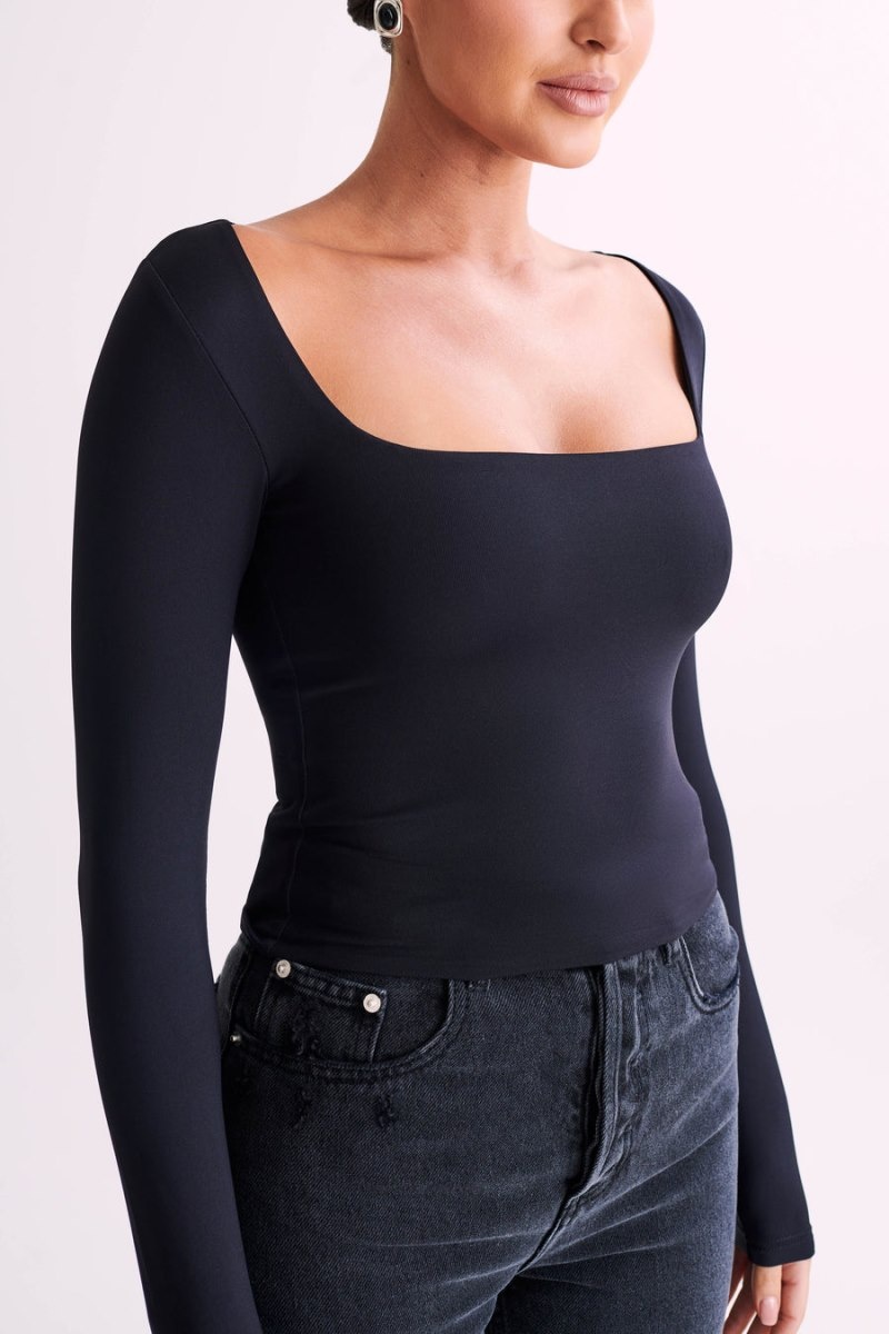 Women's Meshki Bridget Recycled Nylon Long Sleeve Tops Black Australia | T2K-2271