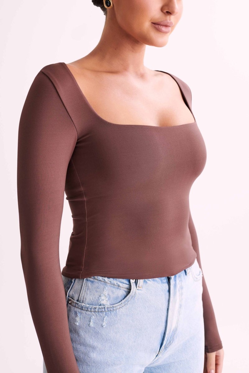 Women's Meshki Bridget Recycled Nylon Long Sleeve Tops Brown Australia | S9C-8827